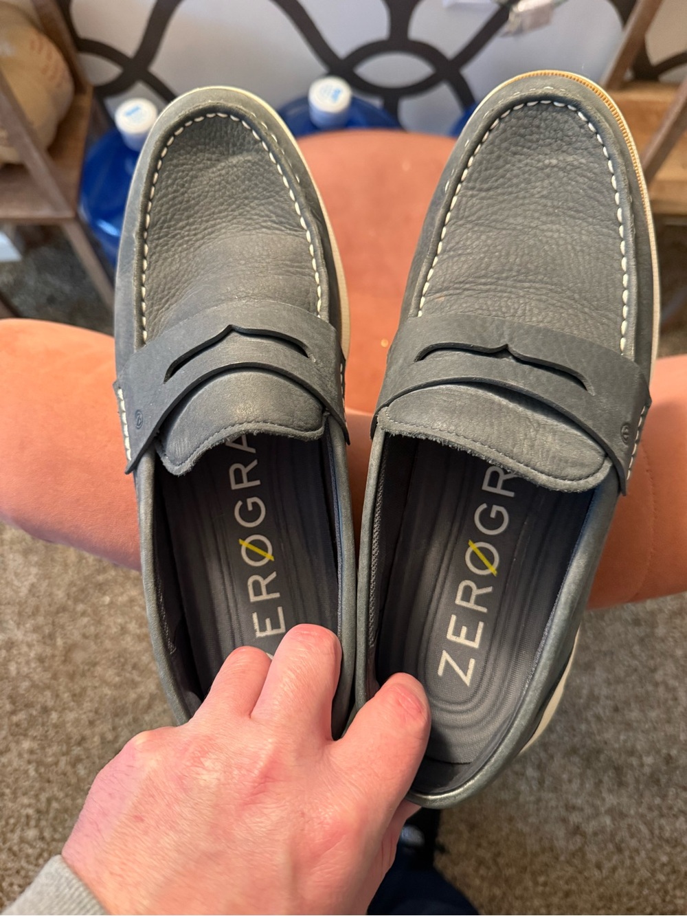 Cole Haan Gray Leather Slip-On Penny Loafers